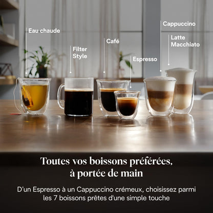 Magnifica Evo - Perfetto Machine à Café Automatique avec LatteCrema Mousseur à Lait Automatique, 7 Boissons en une Seule Touche, Commandes Soft Touch, Argent et Noir (ECAM292.81.SB)