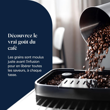Magnifica Evo - Perfetto Machine à Café Automatique avec LatteCrema Mousseur à Lait Automatique, 7 Boissons en une Seule Touche, Commandes Soft Touch, Argent et Noir (ECAM292.81.SB)